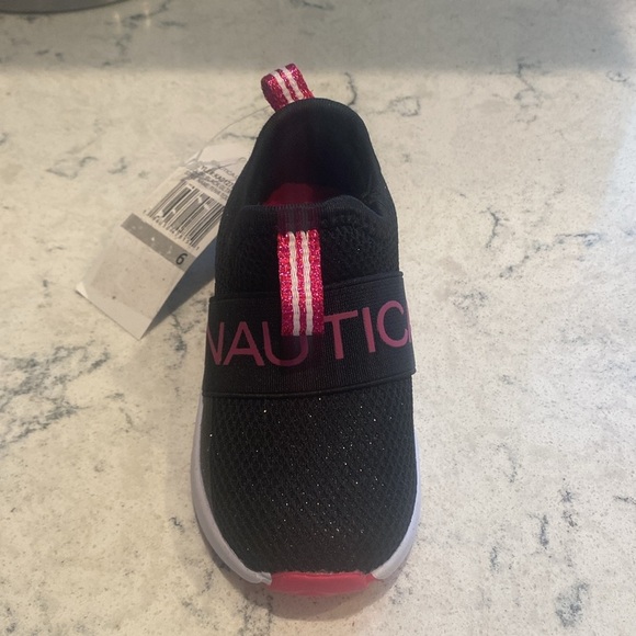 Nautica Tuva Toddler Sneakers Black Glitter Mesh Size 6 - Picture 3 of 6